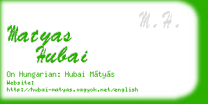 matyas hubai business card